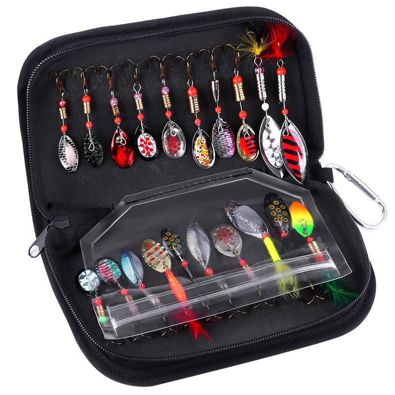 TOPFORT Fishing Lures, Fishing Spoon,Trout Bass Lures, Spinning Lures,Hard Metal Spinner Baits kit with Carry Bag, Fishing Gift for Men, Father's Day, Birthday - Image 2